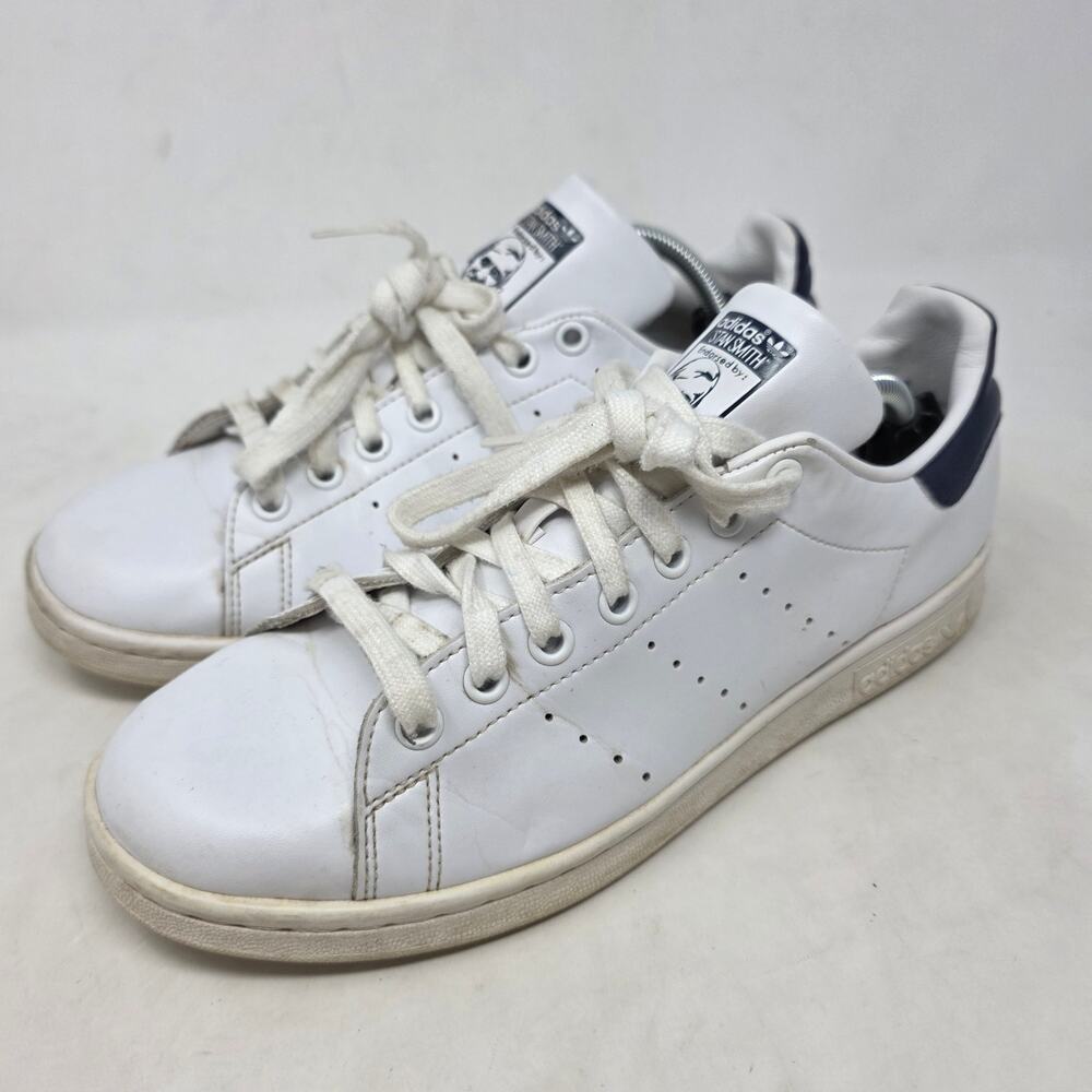 Adidas Stan Smith White Black Leather Sneakers Womens Size 8.5